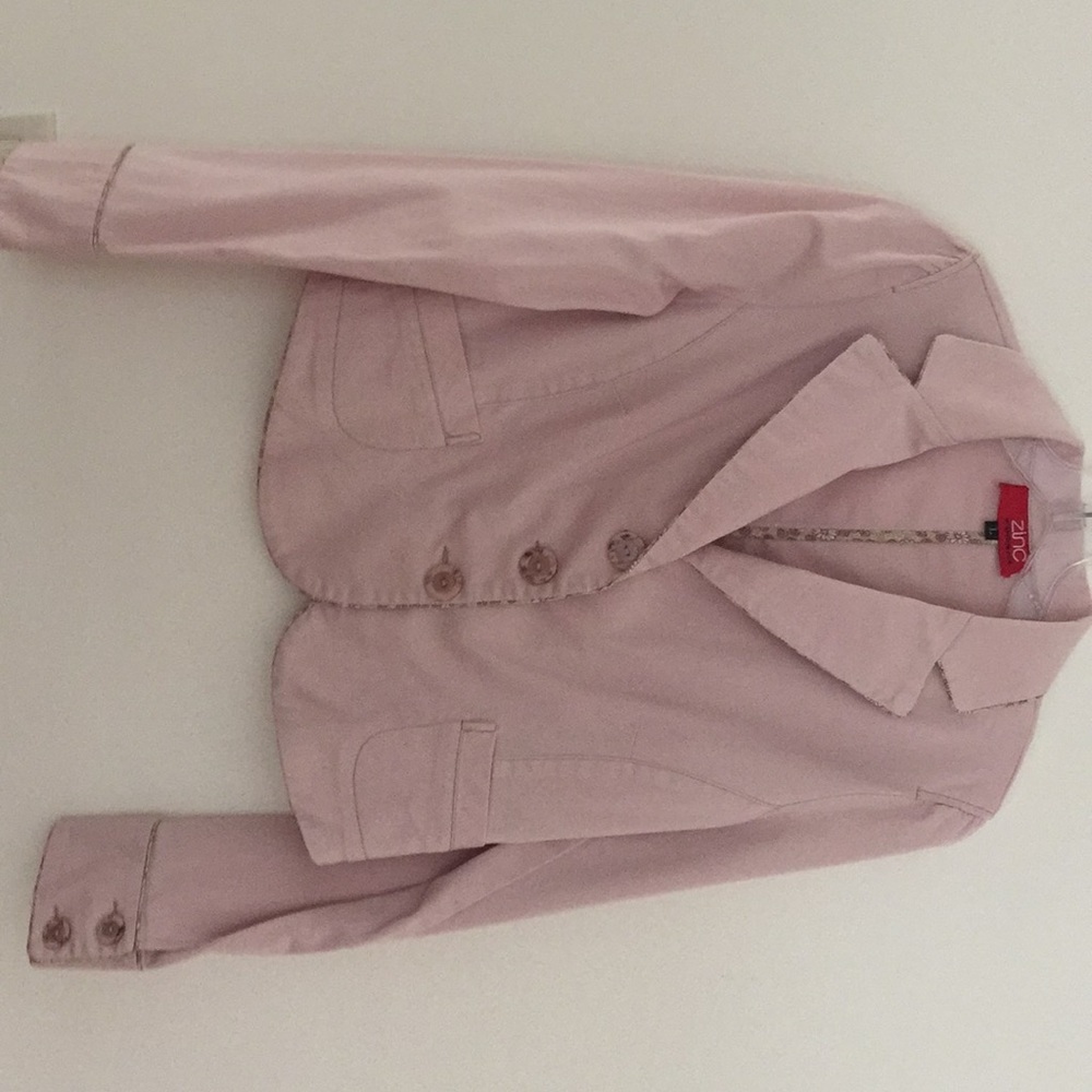 Spring Blazer Jacket, Cotton, Pink - image 2